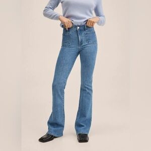 MANGO Flared Blue Jeans With Pocket Sz. M/26 NWT!
